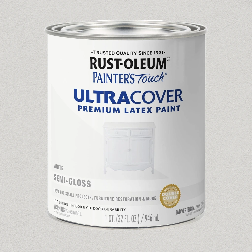 Rust-Oleum 1993502 Painter's Touch Ultra Cover Multi-Purpose Brush-On Paint, 1 Quart, Semi-Gloss White
