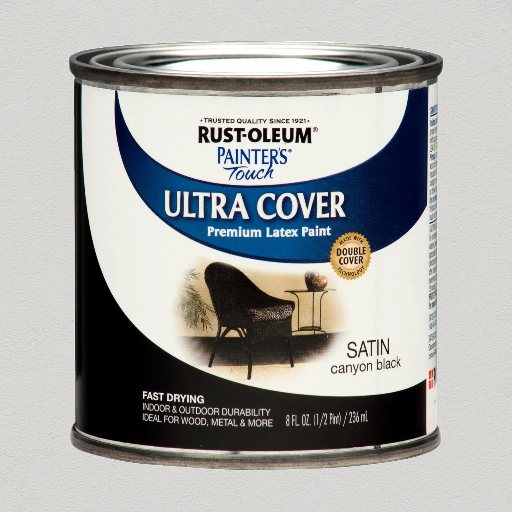 Rust-Oleum 267249 Painter's Touch Ultra Cover Premium Latex Brush Paint, Half Pint, Satin Canyon Black

