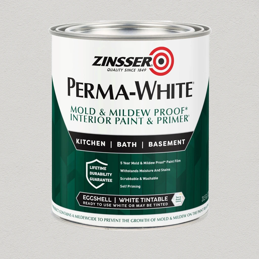 Zinsser 02774 PERMA-WHITE Mold & Mildew Proof Interior Paint, Quart, Eggshell White
