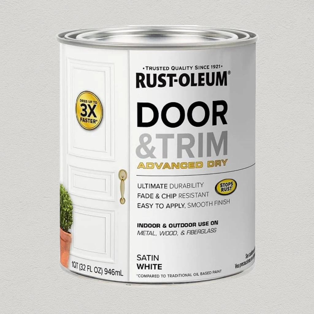 Rust-Oleum 369384 Advanced Dry Door & Trim Paint, Quart, Satin White

